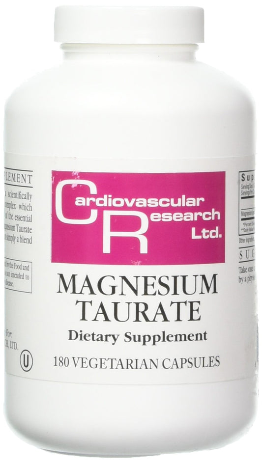 Ecological Formulas Magnesium Taurate 125 mg bottle shows professional formula for cardiovascular support