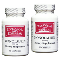 Ecological Formulas Monolaurin 300 mg bottle front view, highlighting the 180-cap saver pack for immune support