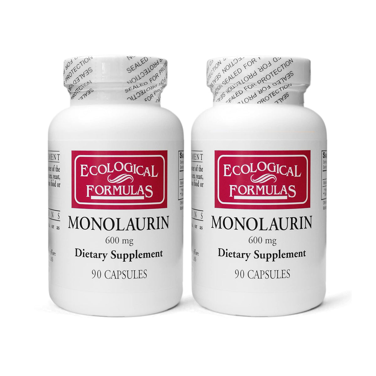 Ecological Formulas Monolaurin two bottles ready for daily supplement routine.