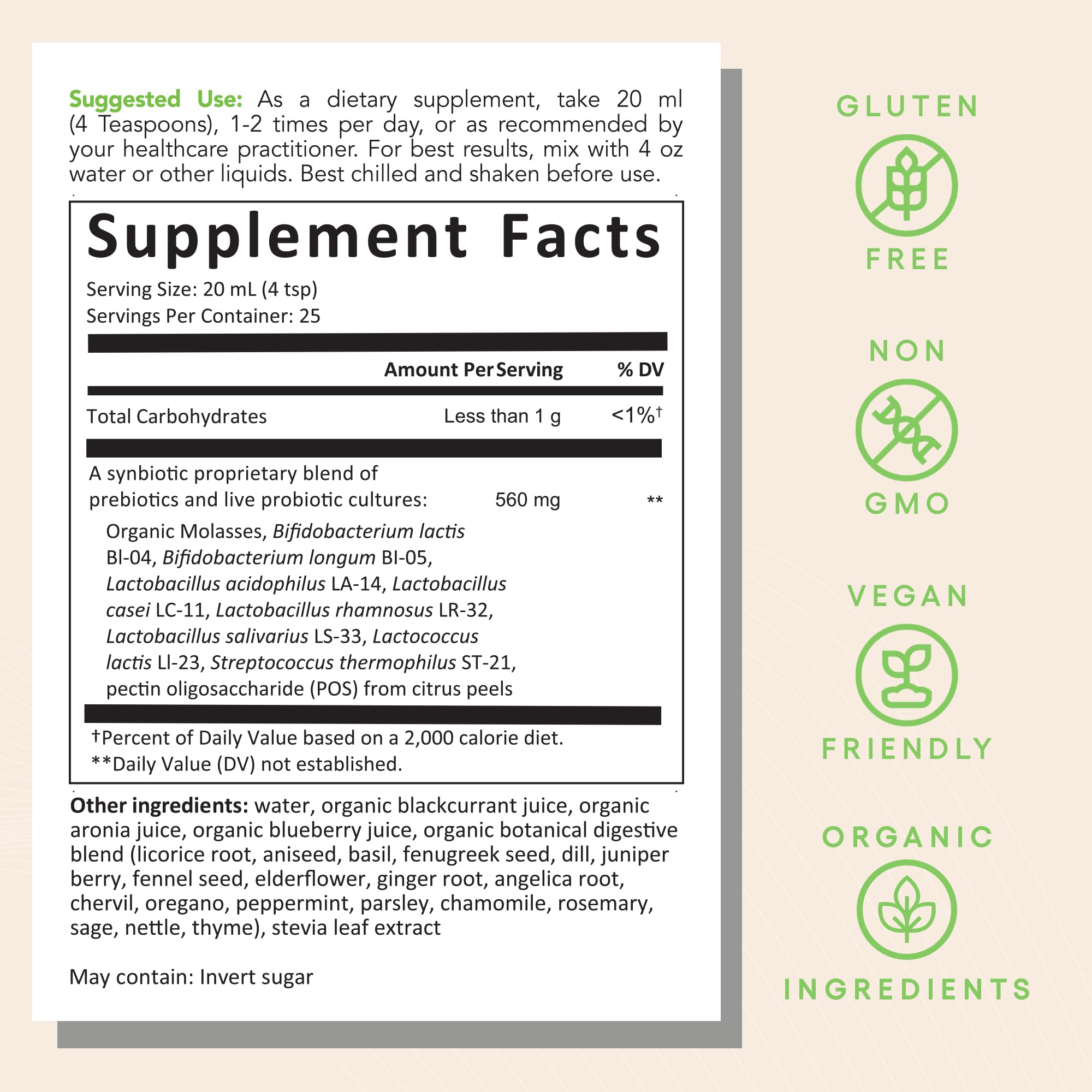 EcoNugenics EcoProbiotic vegan, dairy-free formula on label for inclusive use.