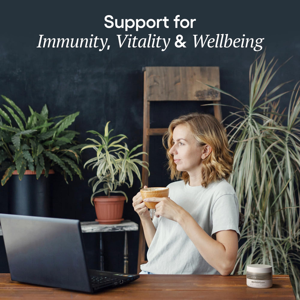 EcoNugenics MycoPhyto Complex daily-use scene suggests easy incorporation into a wellness routine.