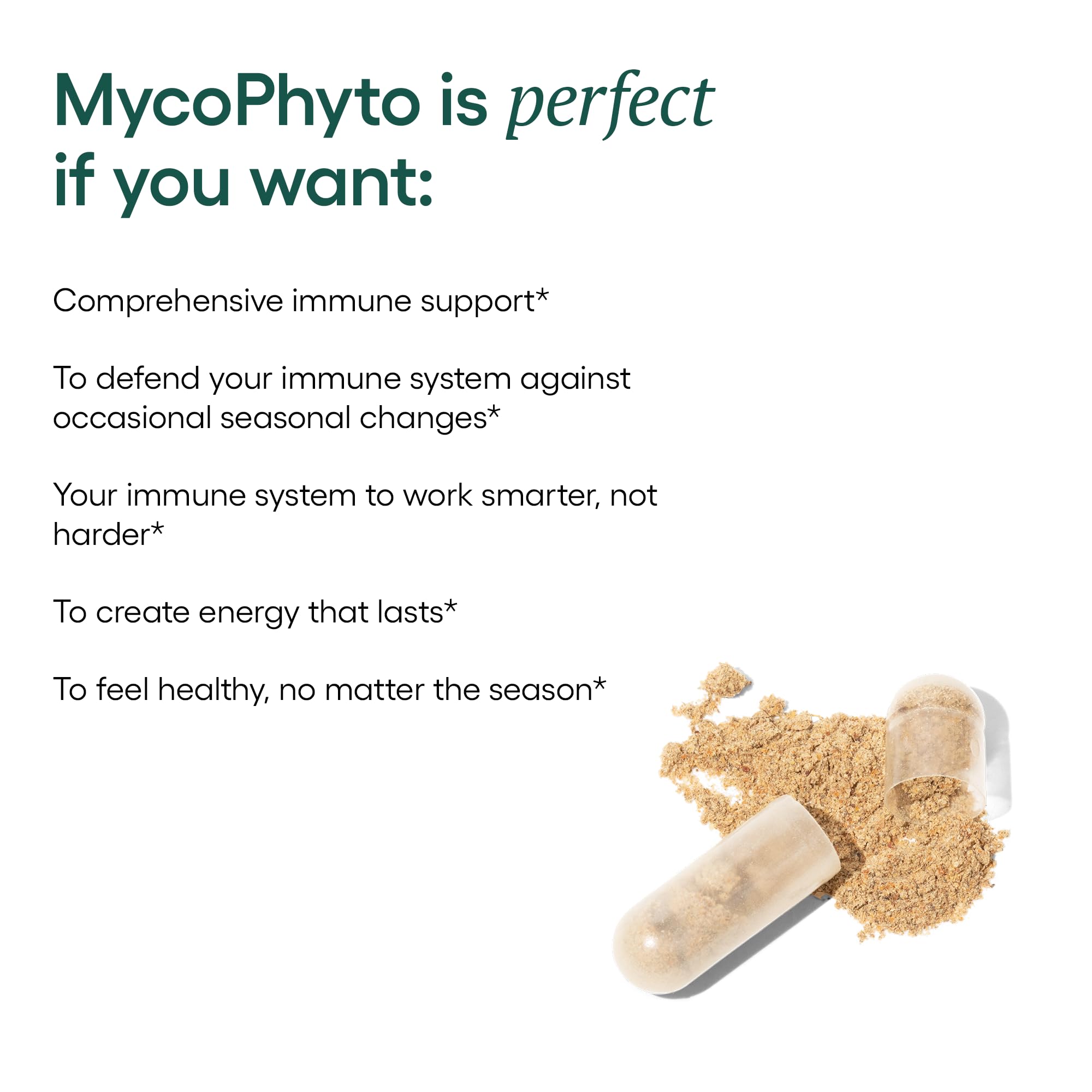 EcoNugenics MycoPhyto Complex label highlights six mushroom varieties and botanicals for immune vitality.