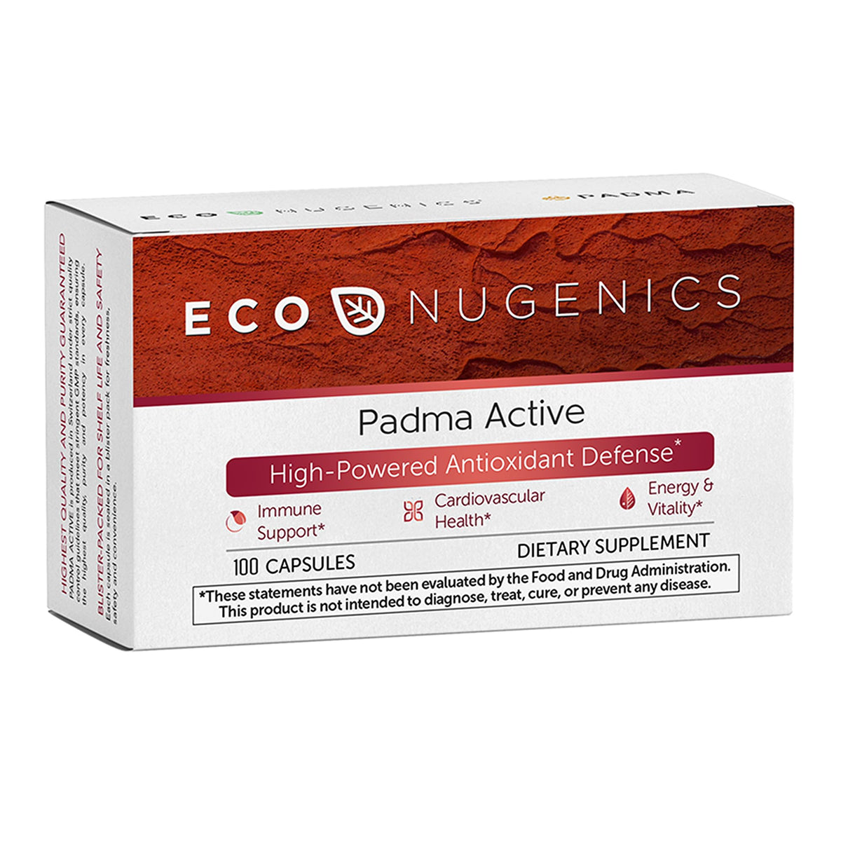 EcoNugenics Padma Active bottle front view for daily immune support and energy.