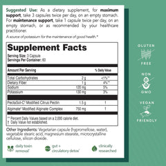EcoNugenics PectaClear kelp-alginates visual highlights natural detox ingredients for gentler support.