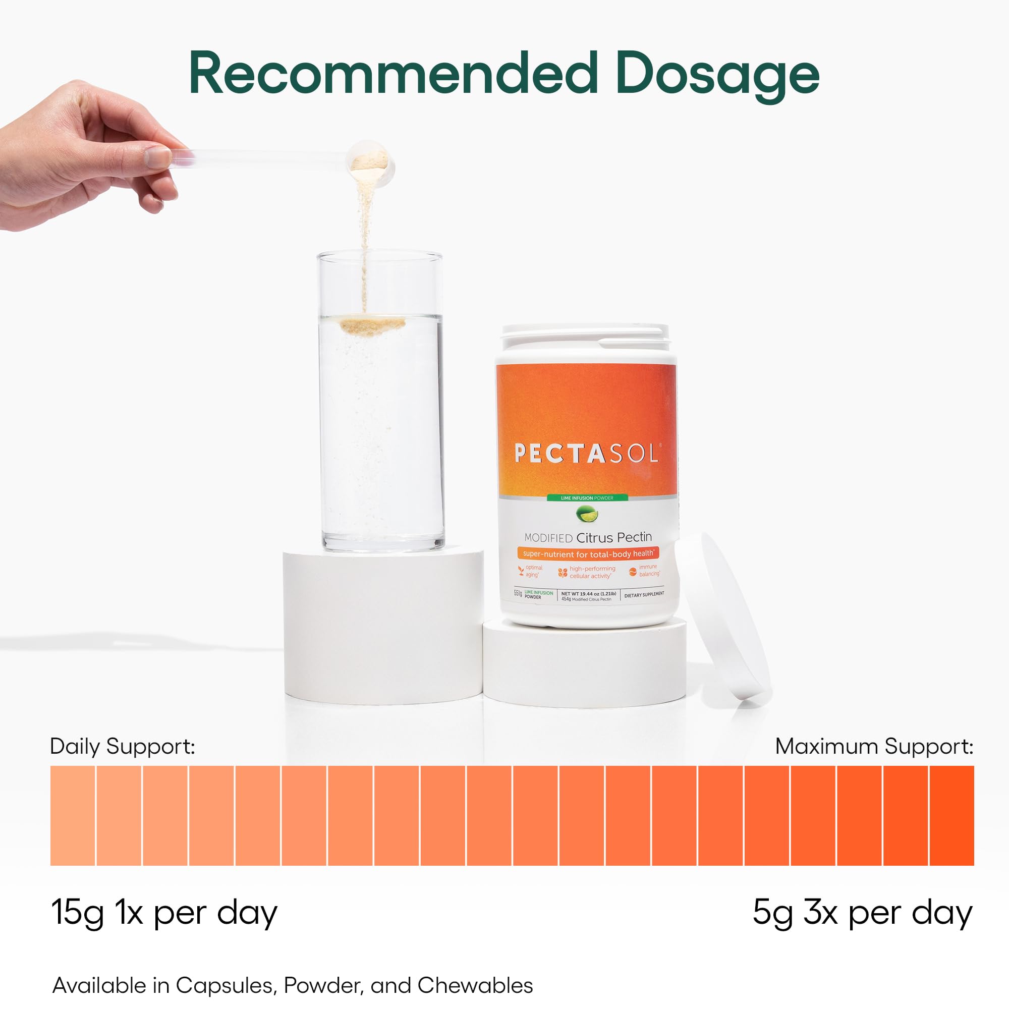 PectaSol chewables in tangerine flavor for enjoyable routine.