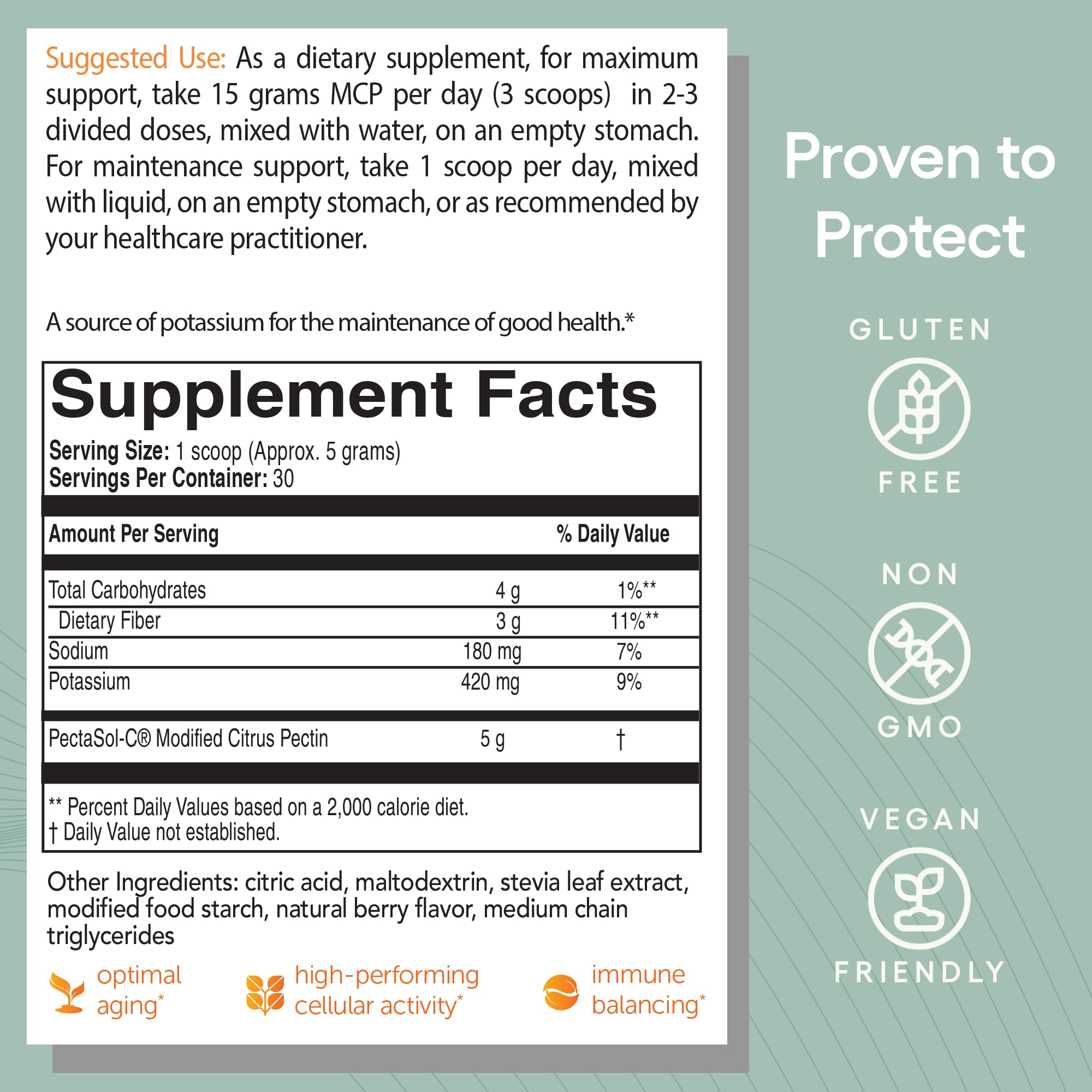 EcoNugenics PectaSol powder with scoop – precise servings for consistent daily use.