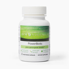 EcoNugenics PowerBiotic daily capsule for gut health and balanced microbiome.