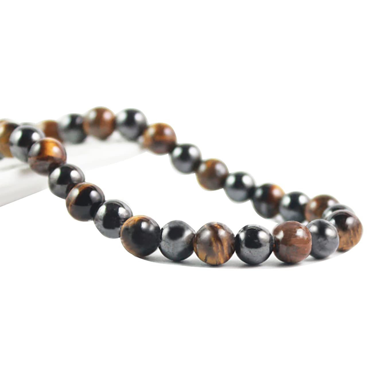 Ecooon tiger eye beads and hematite necklace—magnetic therapy-ready for daily wear