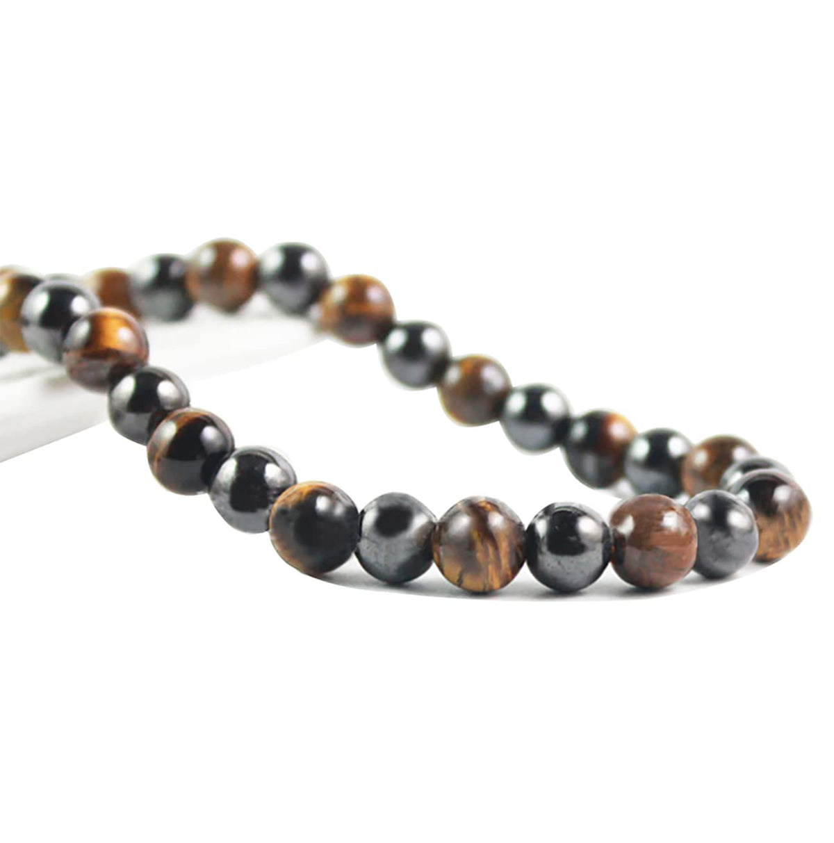 Ecooon tiger eye beads and hematite necklace—magnetic therapy-ready for daily wear