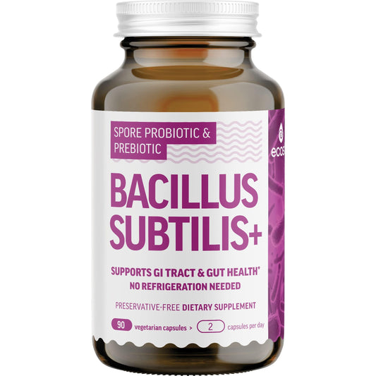 Ecosh Bacillus Subtilis spore probiotic bottle shown for daily gut balance