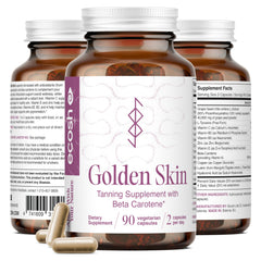 Ecosh Golden Skin bottle packshot showing capsules for radiant skin support