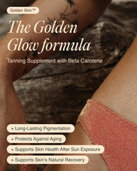 Close-up of Ecosh Golden Skin capsules highlighting daily glow benefits