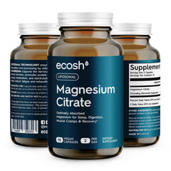 Ecosh Liposomal Magnesium Citrate bottle front displays high absorption formula