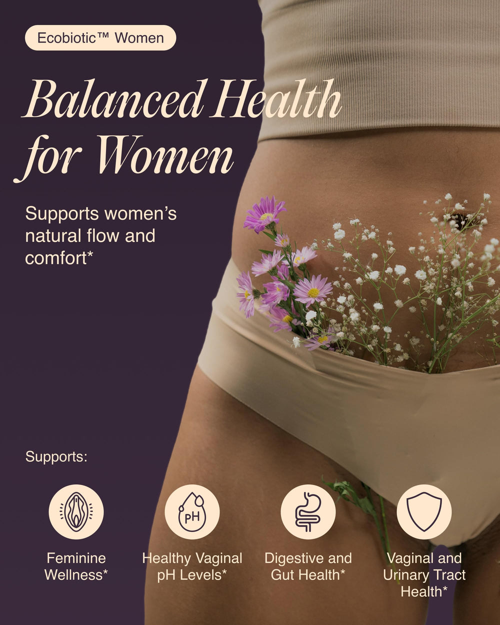 Ecosh capsules close-up show tiny vegan capsules for gut and vaginal balance.