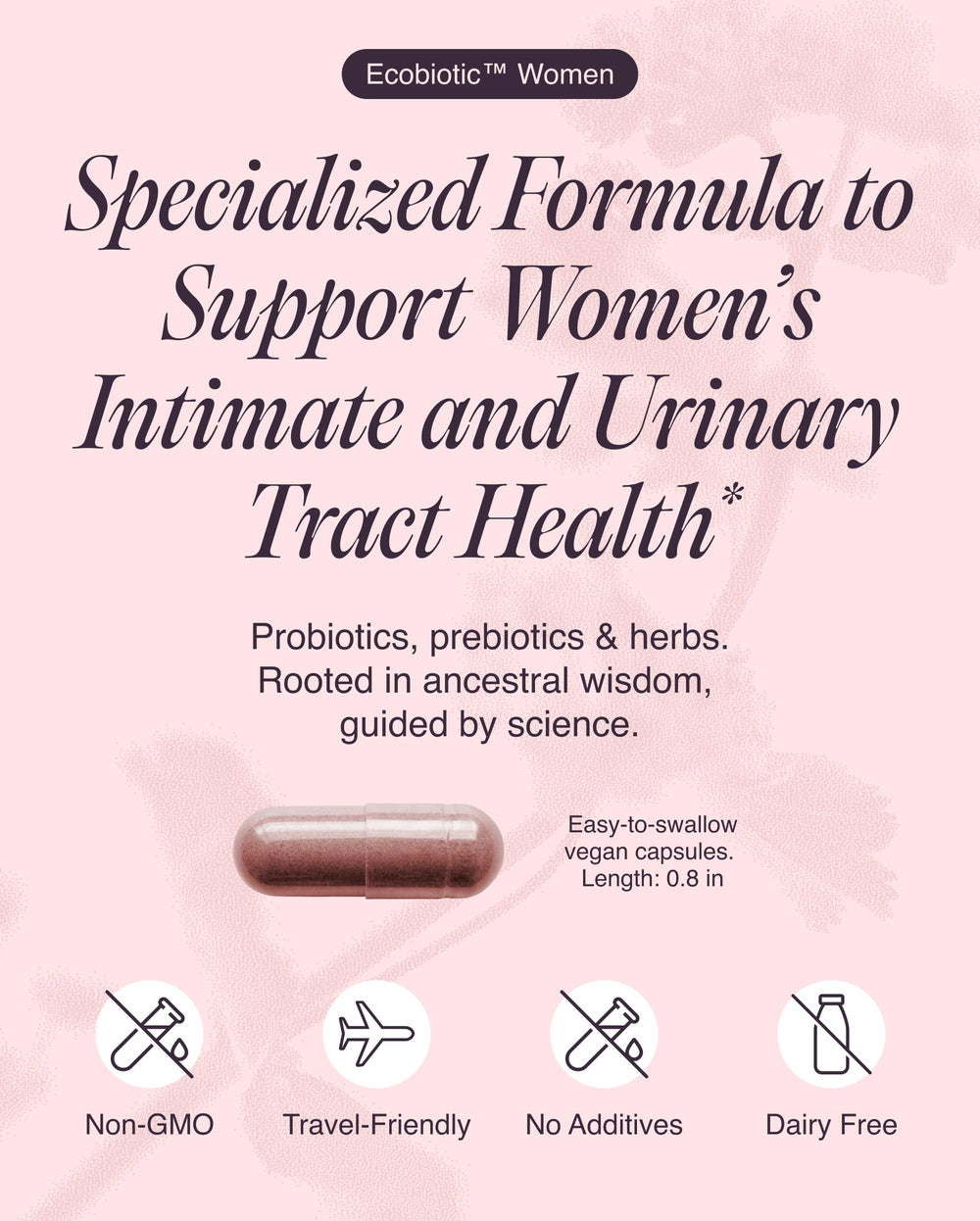Ecosh cranberry and herbs ingredients icon, cranberry extract for urinary comfort and balance.