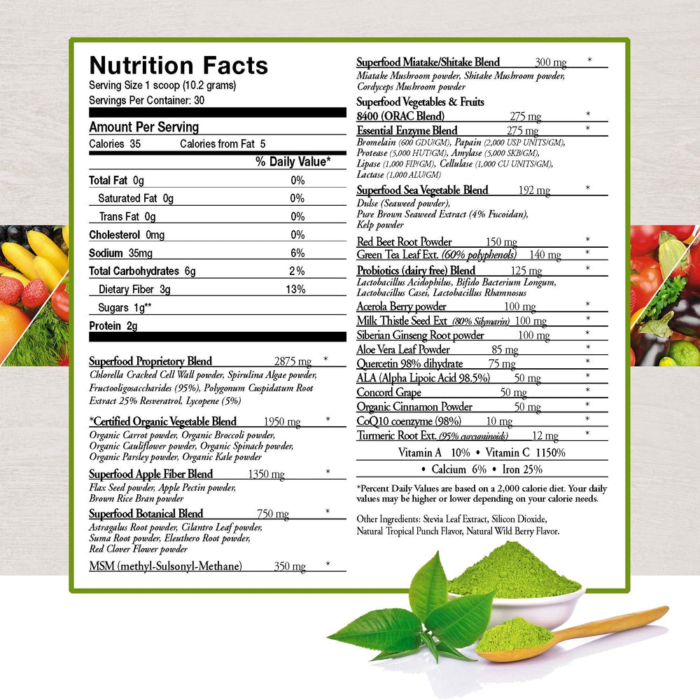 Ecostream Naturals Vital First Daily Greens scoop highlights convenient serving for daily inclusion.