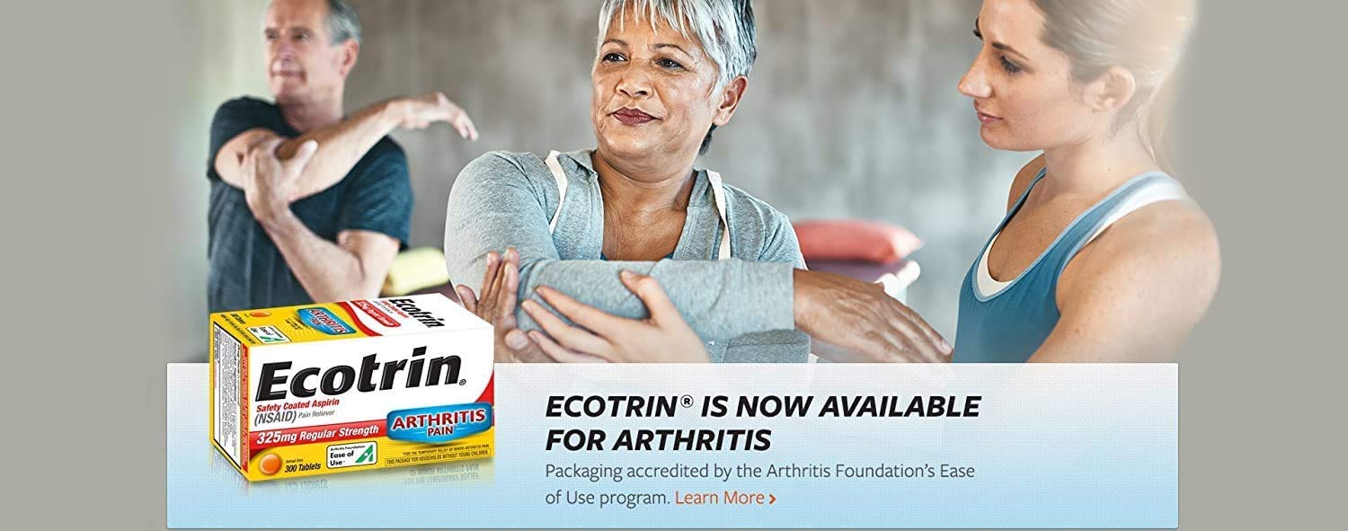 Ecotrin 300-count bottle visualization points to long-term supply for families.