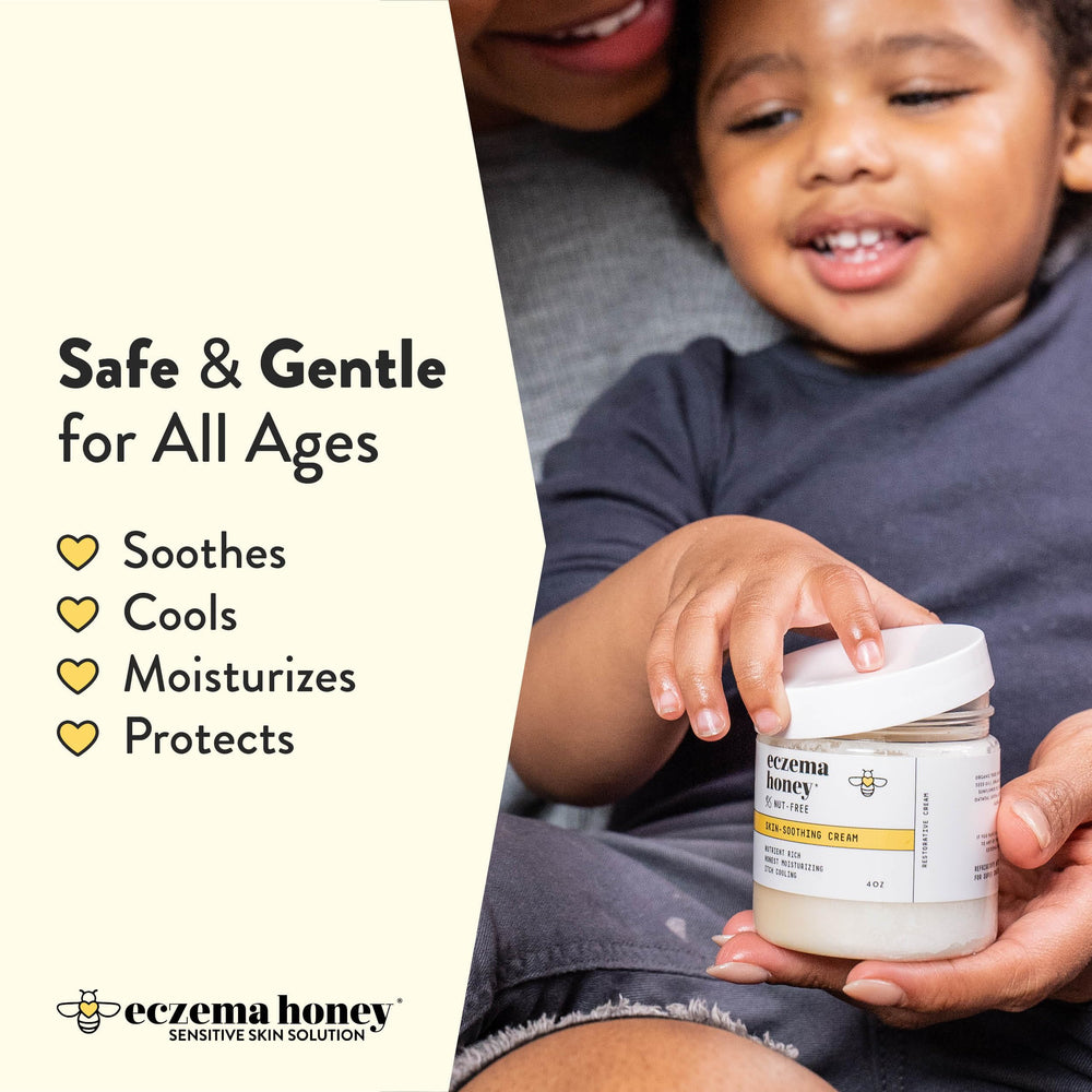 ECZEMA HONEY ingredients highlight honey, aloe, and oatmeal benefits