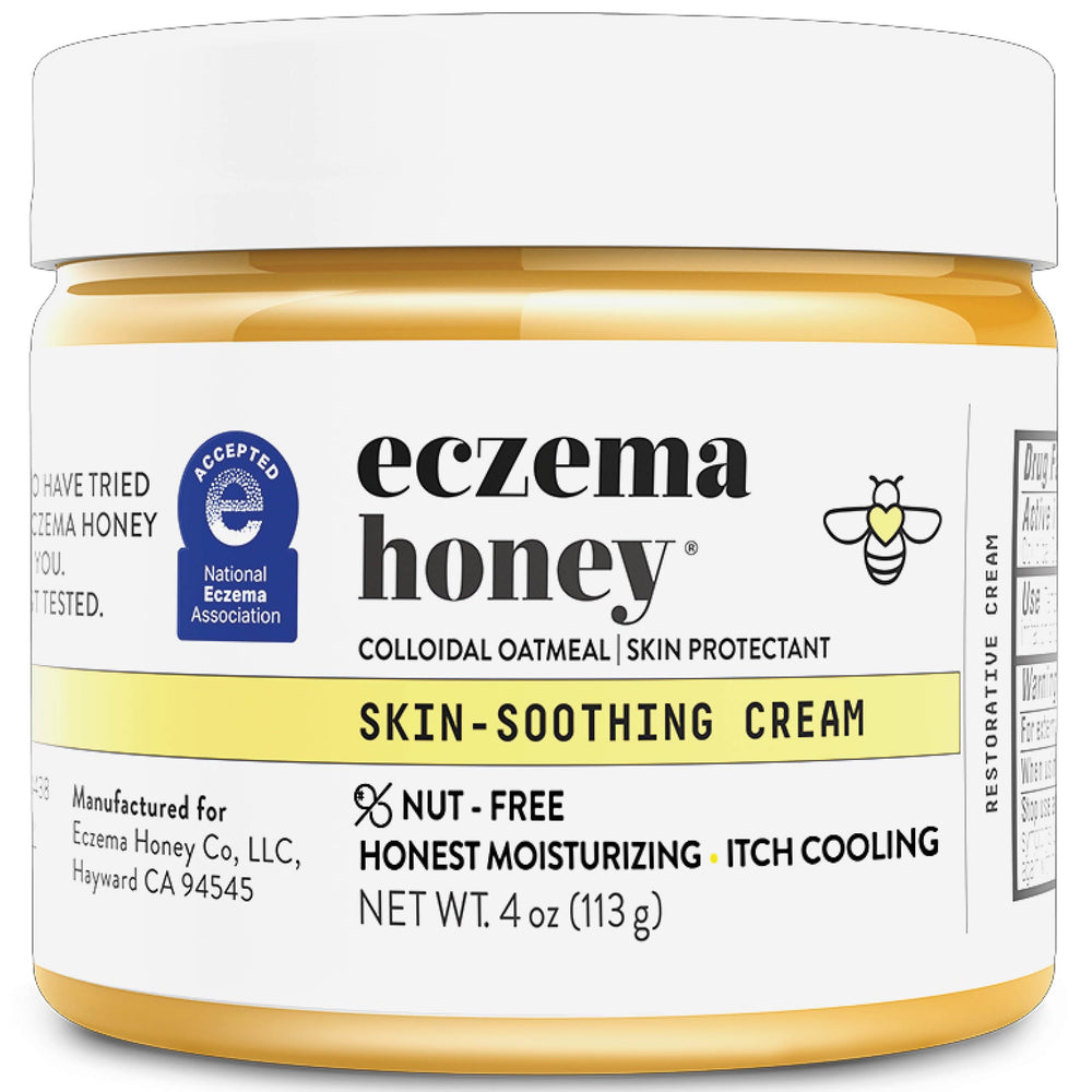 ECZEMA HONEY bottle shows nut-free formula for dry skin relief