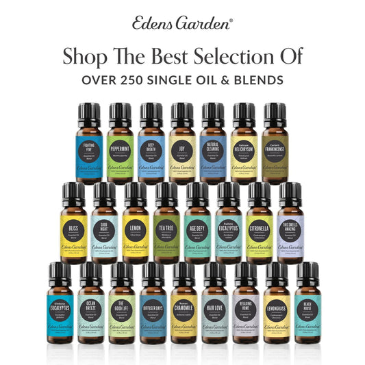 Edens Garden Aches & Pains set bottles on table ready for diffuse relaxation.