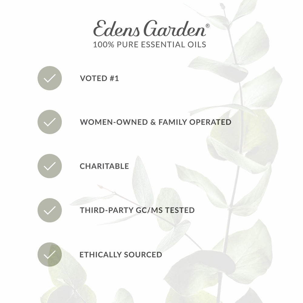 Edens Garden Aches & Pains set third-party testing badge assures purity.