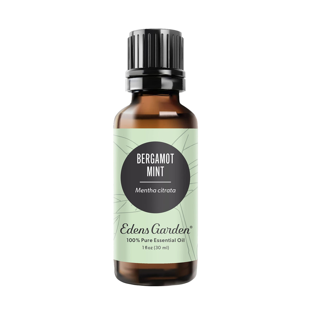 Edens Garden Bergamot Mint bottle for uplifting aromatherapy at home.