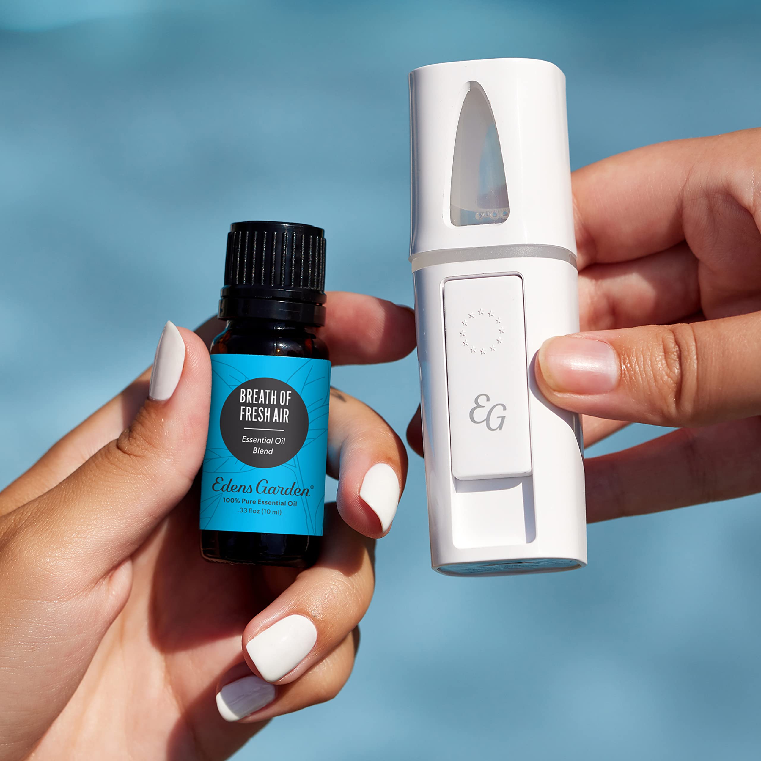 Edens Garden Breath of Fresh Air diffuser-bottle ready for inviting room aroma.