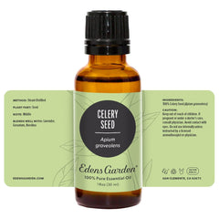 Edens Garden Celery Seed Oil closeup packaging communicates premium quality.