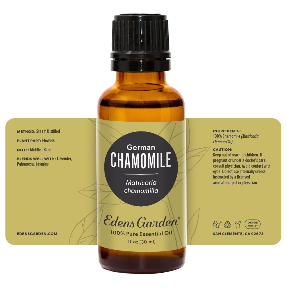 Edens Garden Chamomile oil skin-application demonstrates gentle, soothing skincare use