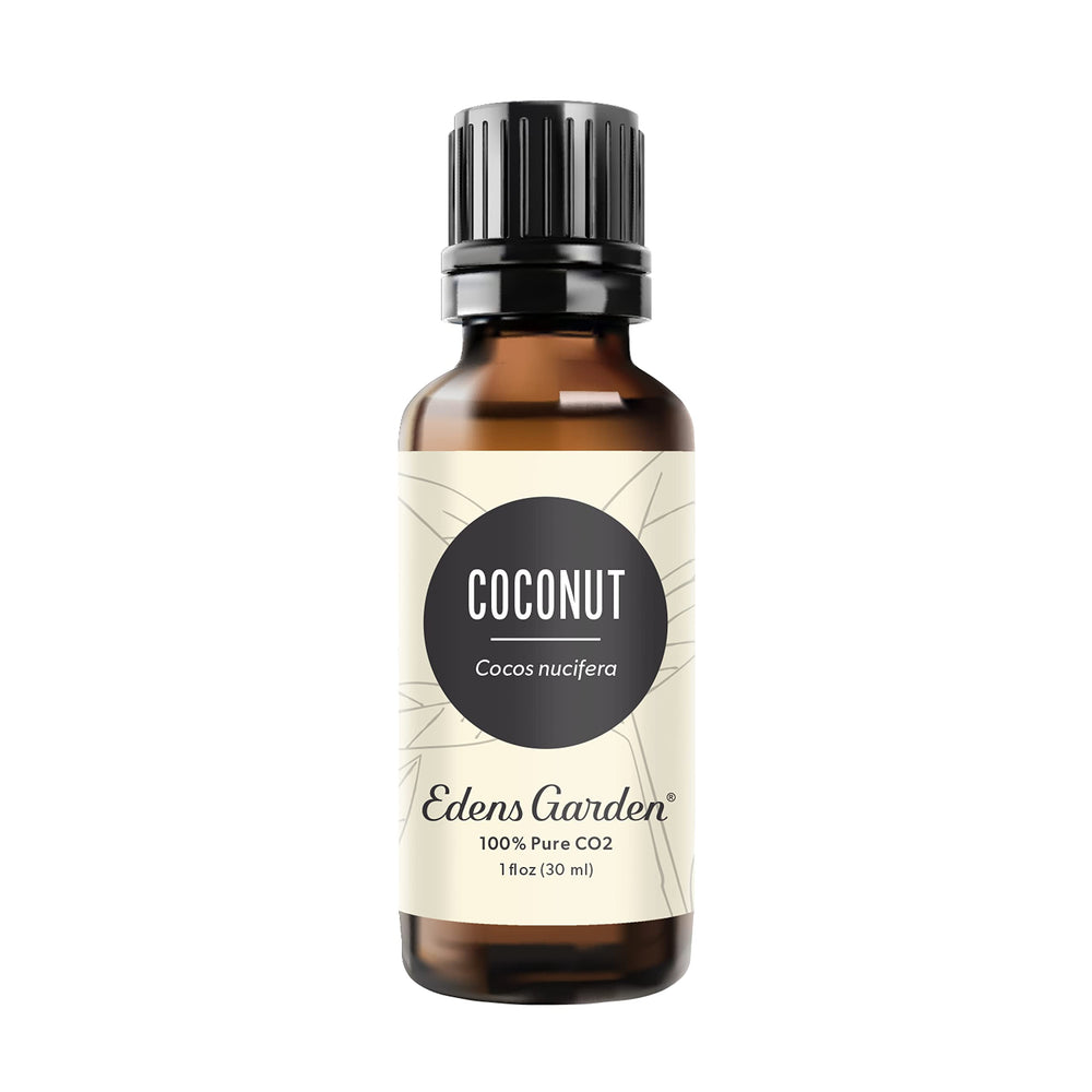 Edens Garden Coconut CO2 Essential Oil bottle for diffusers and skincare.