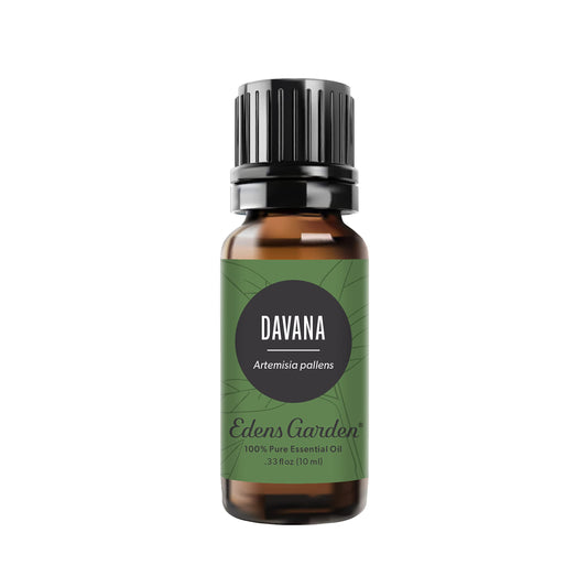 Edens Garden Davana essential oil bottle with rich aroma for diffusion and skin care.