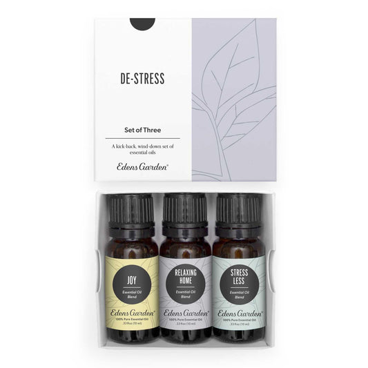 Edens Garden De-Stress Joy bottle for diffuser use to promote calm moments.