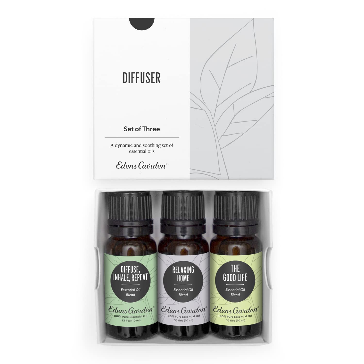 Edens Garden diffuser 3-pack bottles ready for aromatic relaxation.