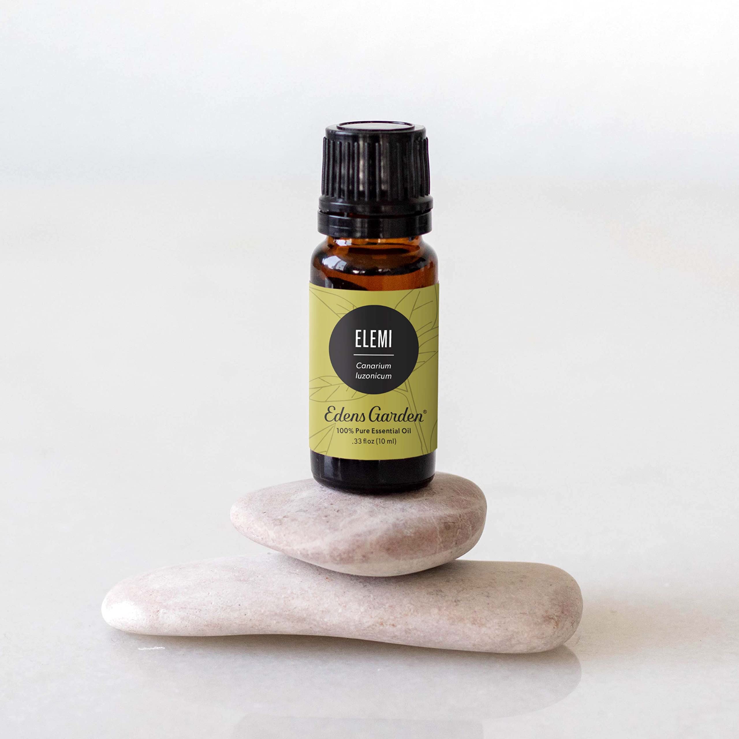 Edens Garden Elemi essential oil label showing purity and batch transparency for trust.