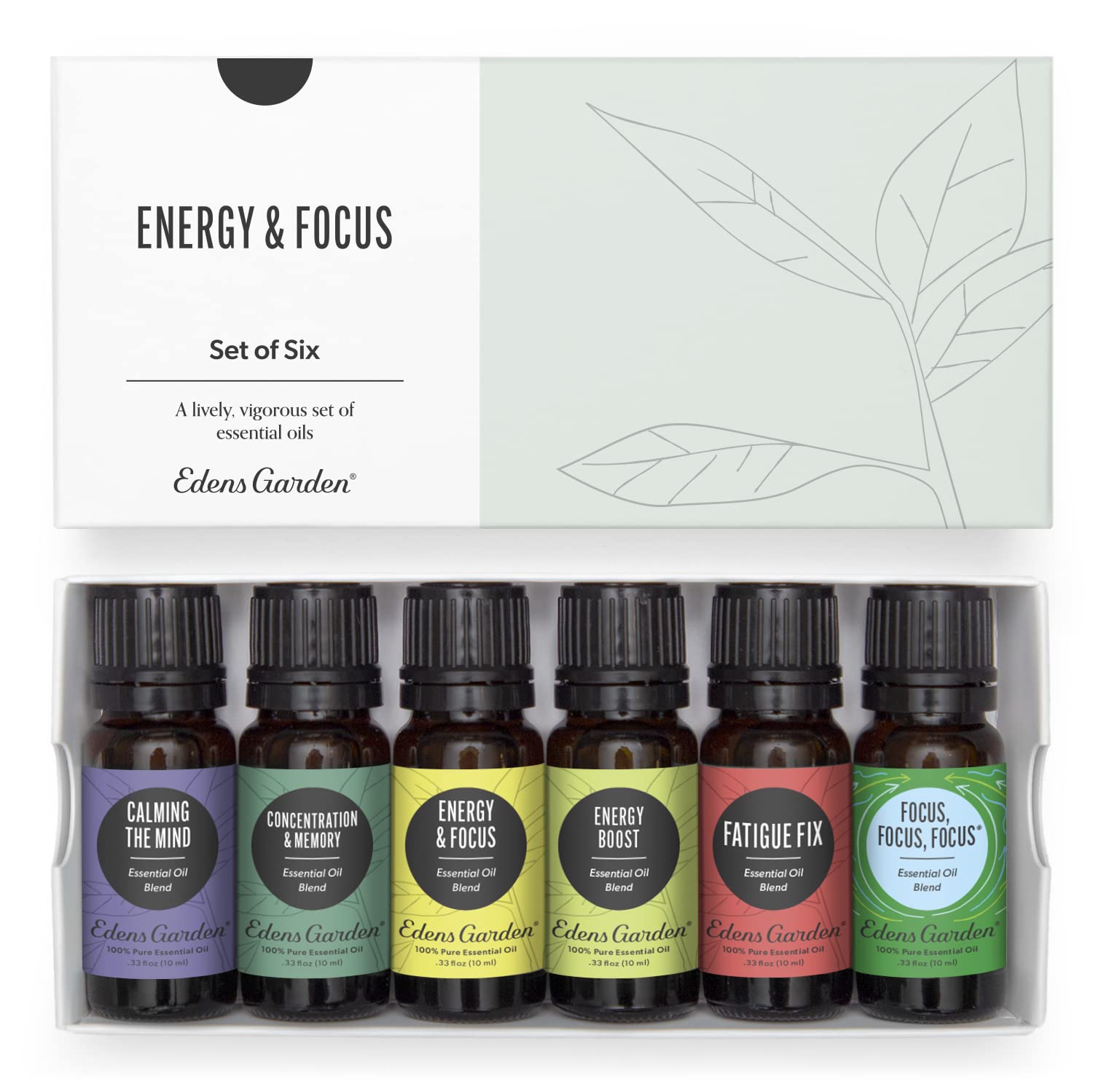 Edens Garden Energy & Focus bottle with drops ready for diffusion to boost alertness