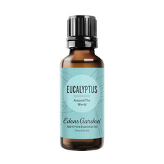 Edens Garden Eucalyptus Around The World bottle close-up for aromatherapy
