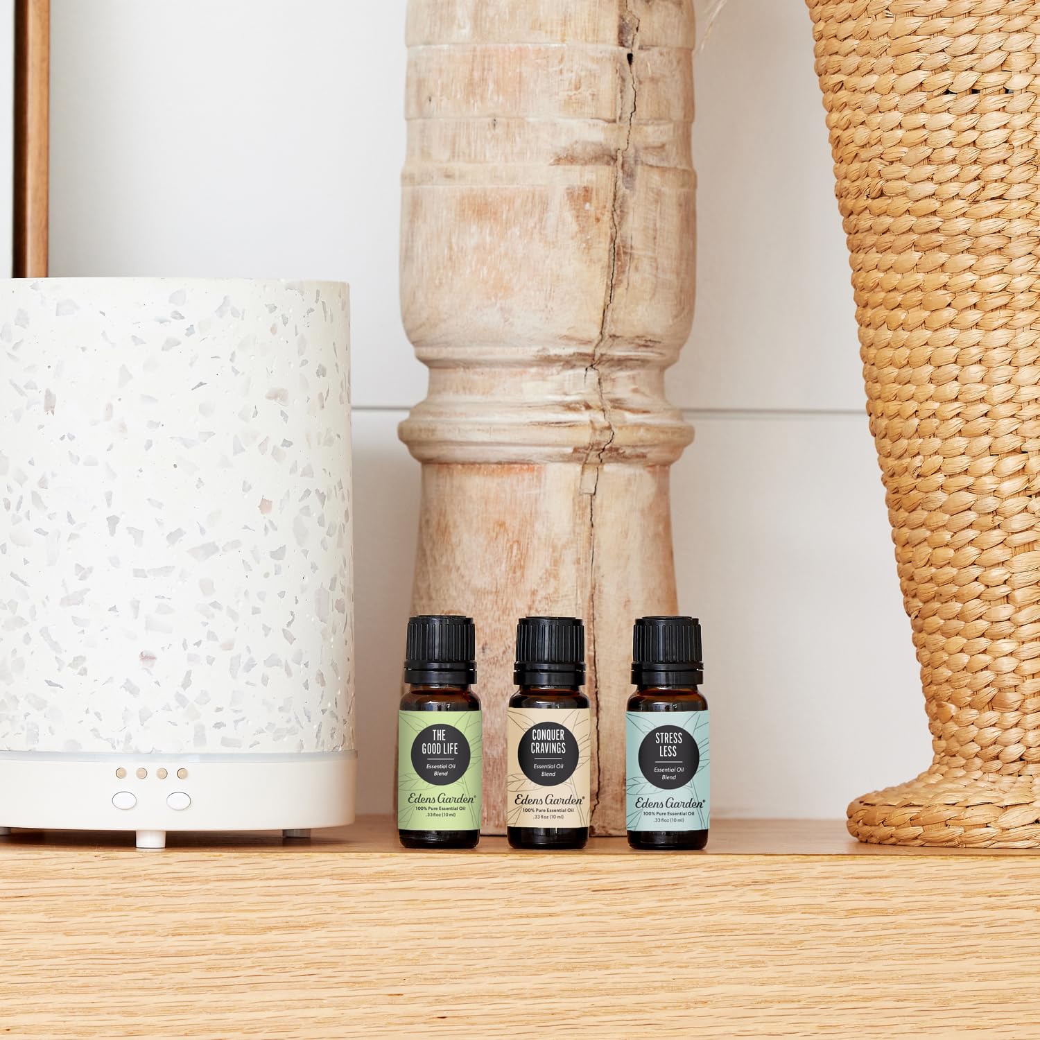 Edens Garden Fighting Five blend bottle for mood uplift and focus.
