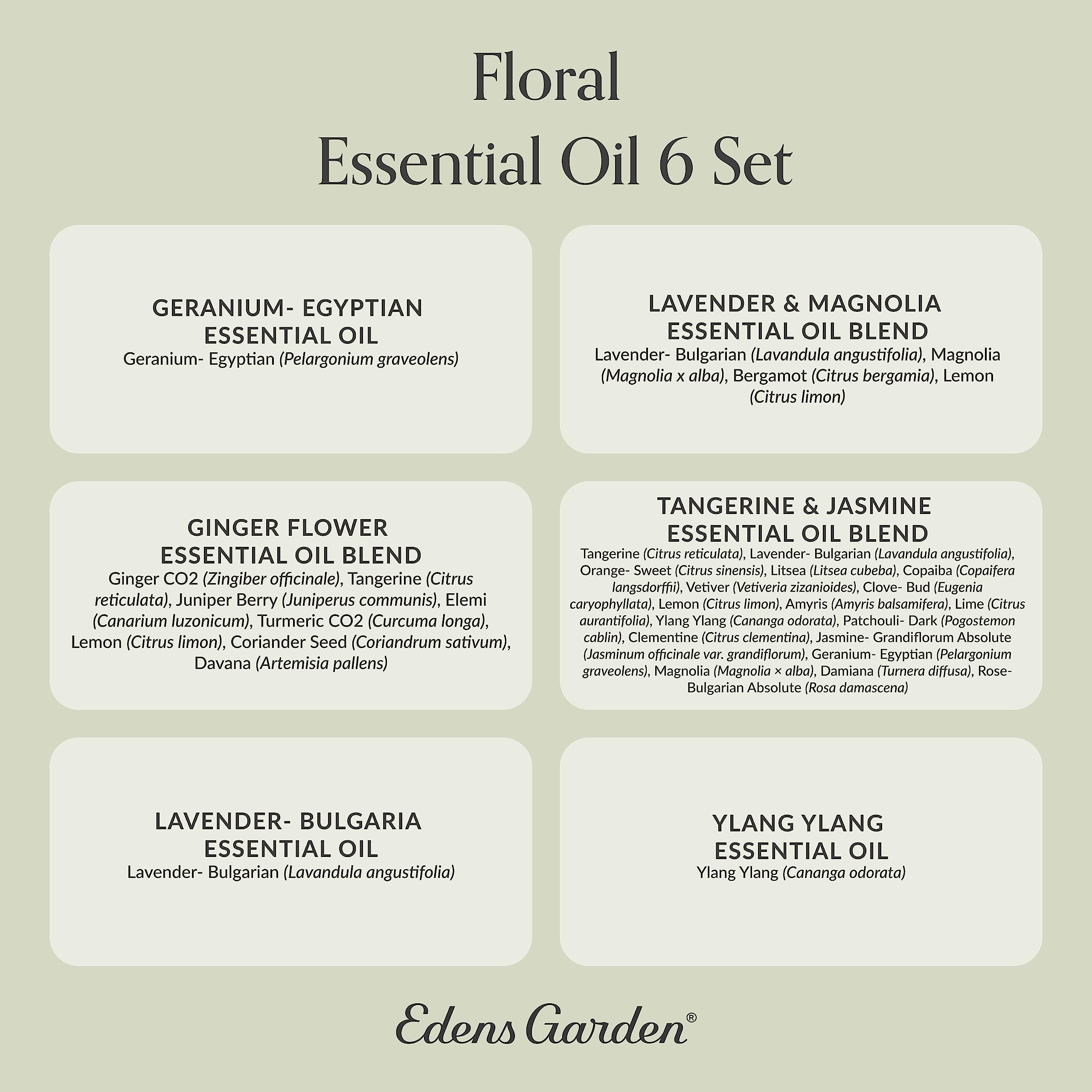 Edens Garden Floral Set packaging and labeling highlights purity