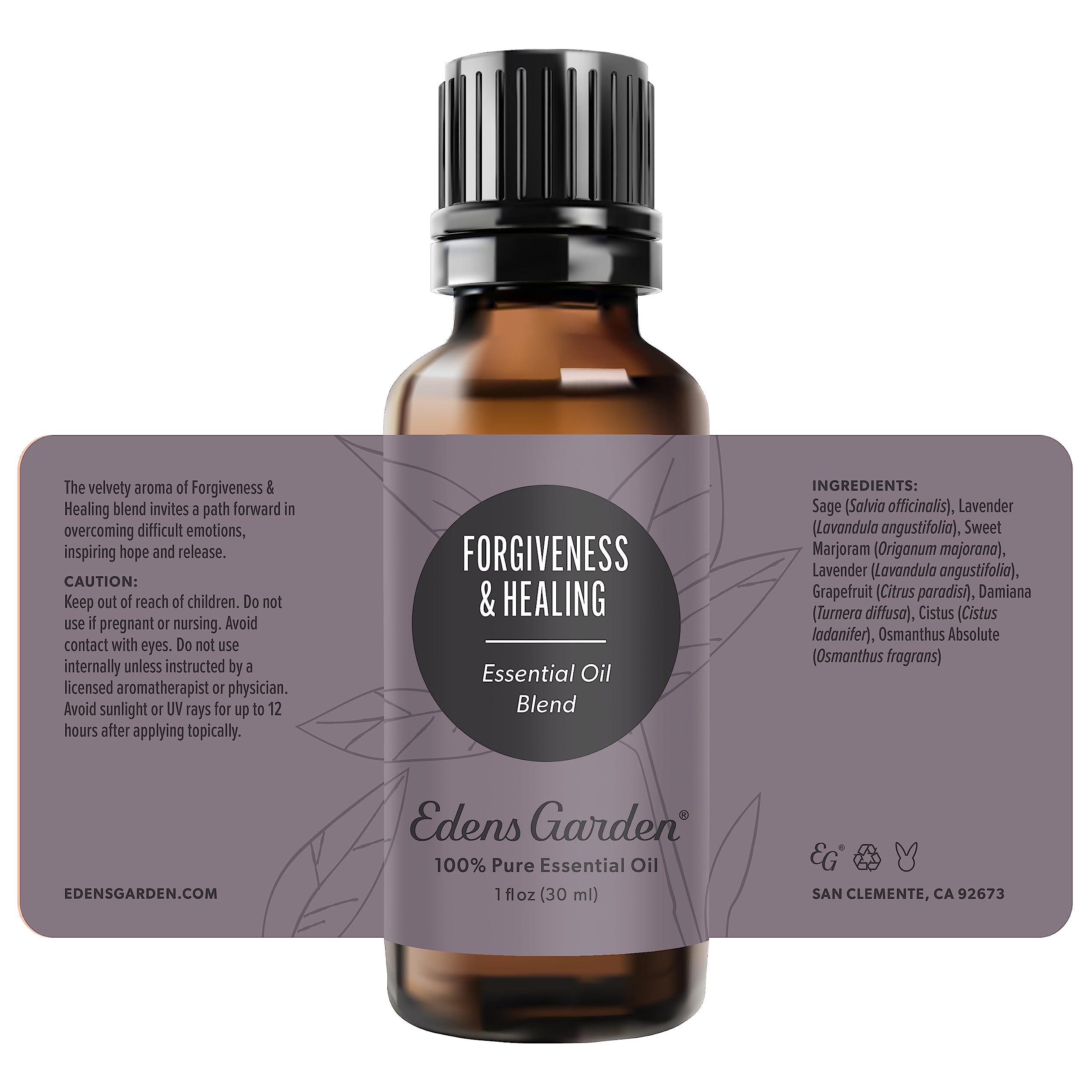 Edens Garden Forgiveness & Healing lavender-bloom-essence highlights soothing floral notes.