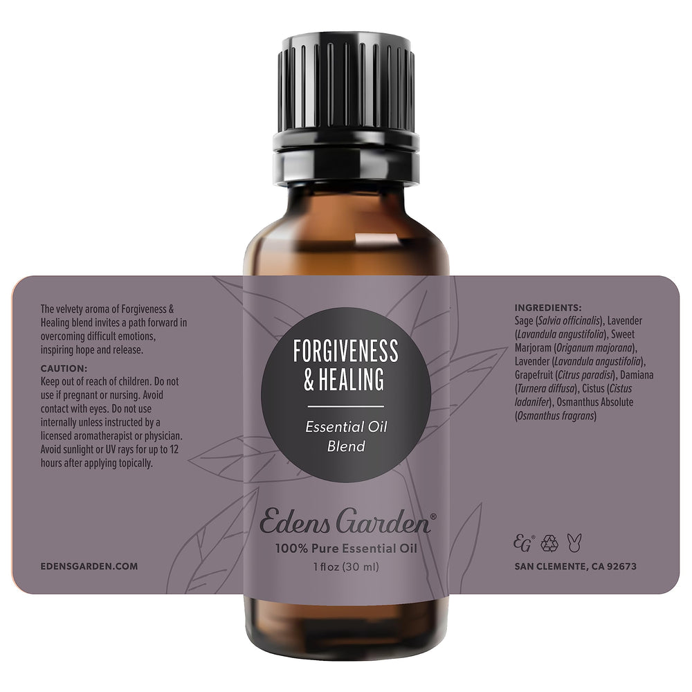 Edens Garden Forgiveness & Healing lavender-bloom-essence highlights soothing floral notes.