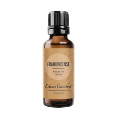 Edens Garden Frankincense essential oil bottle close-up for diffusion