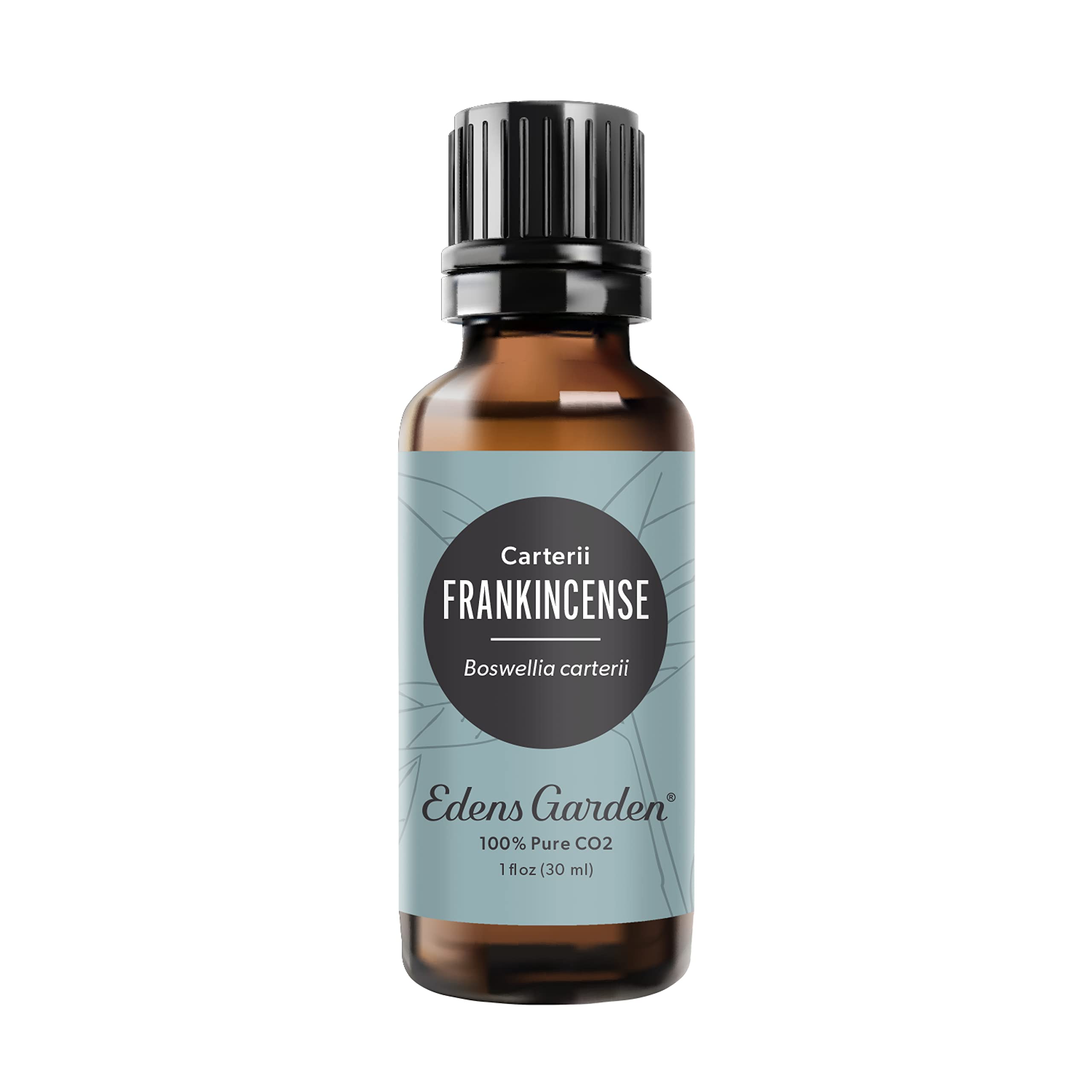 Edens Garden Frankincense CO2 bottle for aromatherapy and skin care benefits.