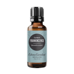 Edens Garden Frankincense CO2 bottle for aromatherapy and skin care benefits.
