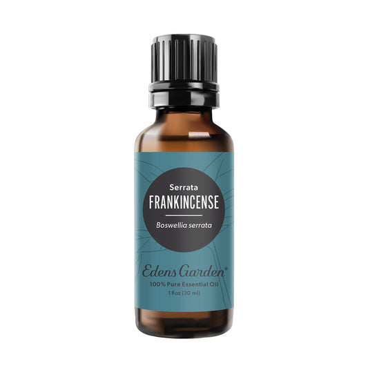 Edens Garden Frankincense Serrata essential oil bottle for grounding diffusion