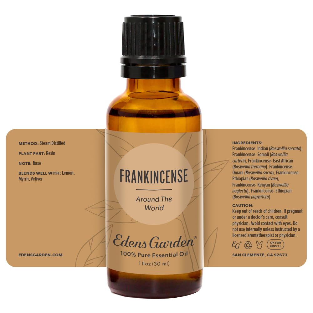 Edens Garden Frankincense world-map themed packaging accent
