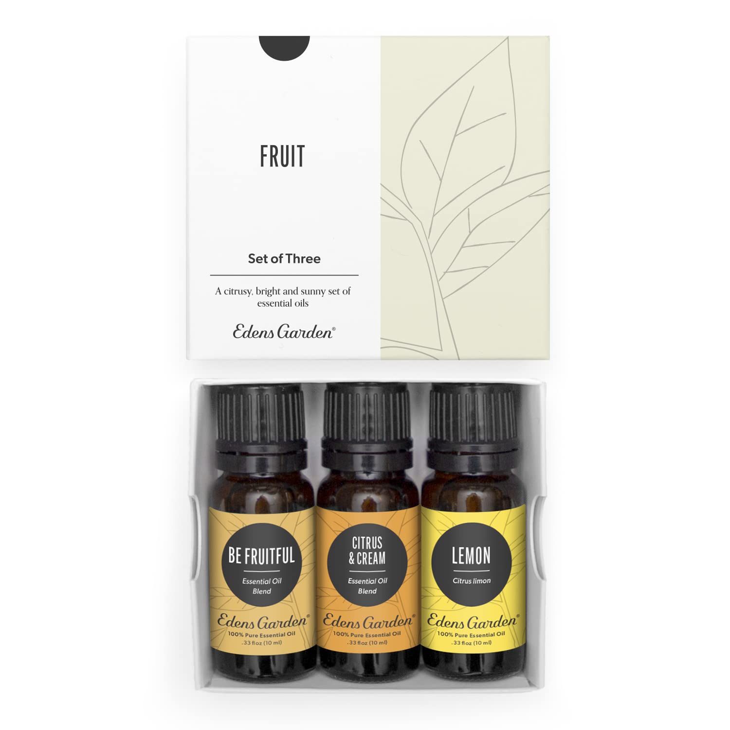 Edens Garden Be Fruitful bottle pour for uplifting diffuser aroma.