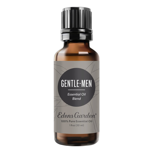 Edens Garden Gentle-Men bottle closeup showing bold masculine aroma for diffusion