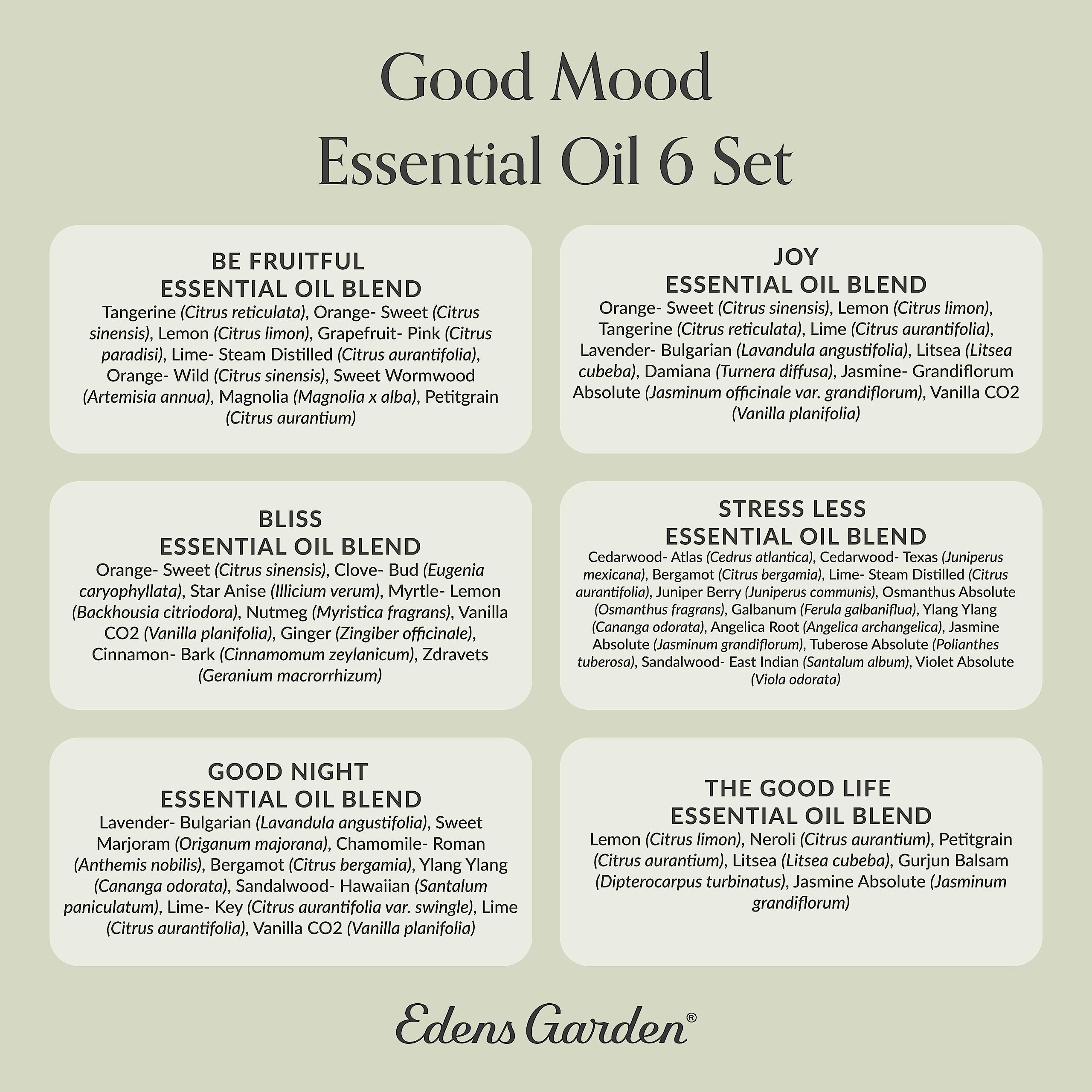 Edens Garden Good Mood label closeup emphasizing purity and branding.