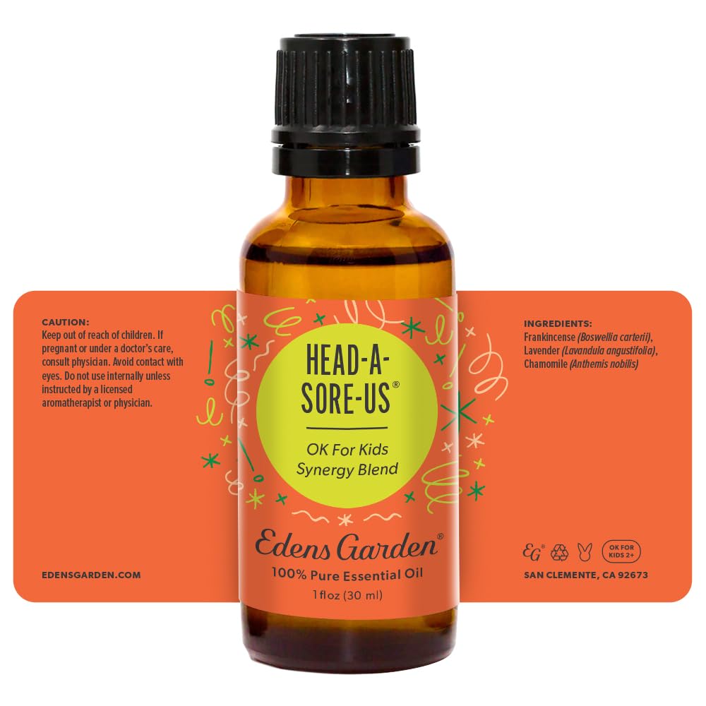Edens Garden Head-A-Sore-Us ingredients illustration showing natural sourcing