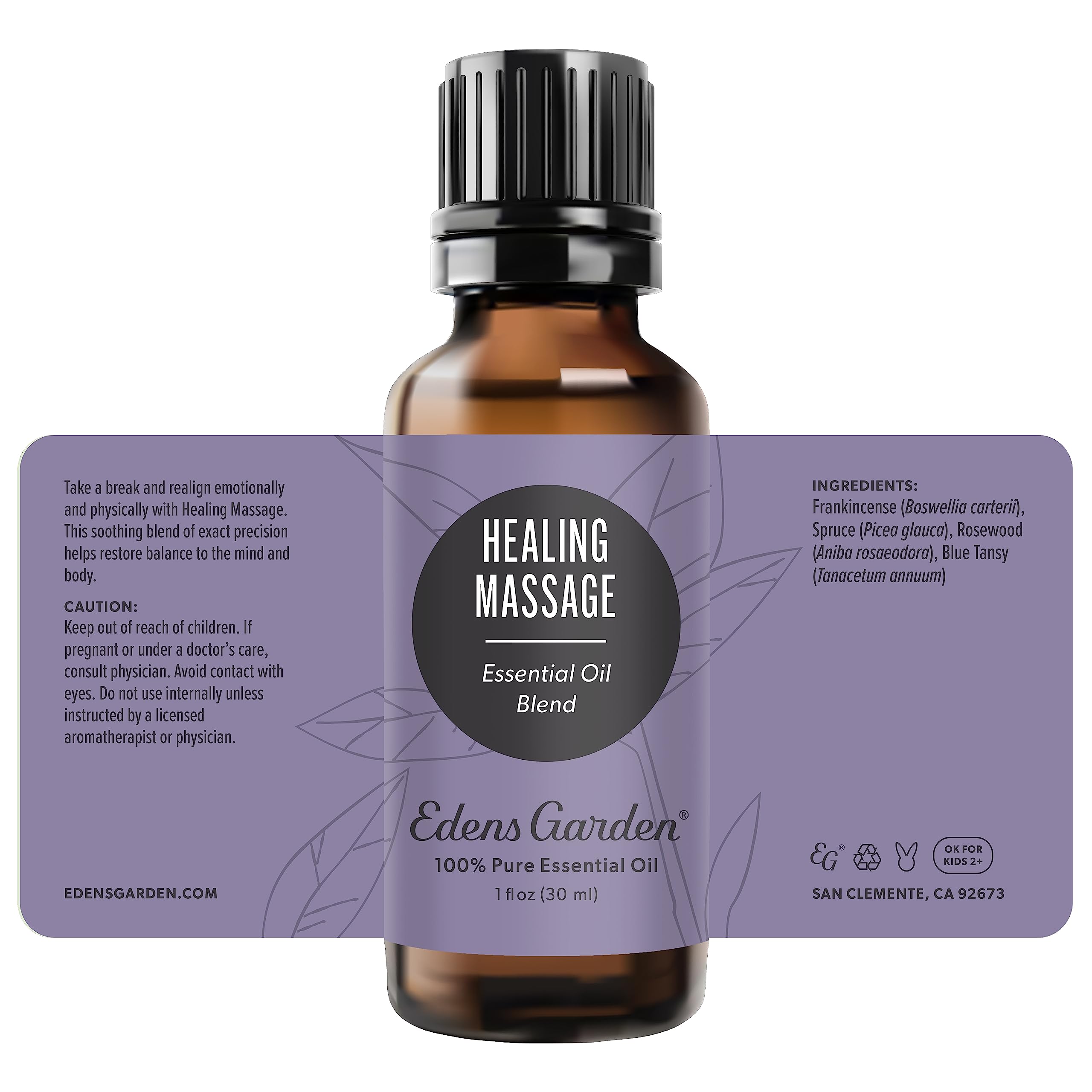 Edens Garden Healing Massage blend packaging, ready for gifting or daily use.